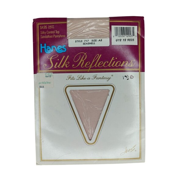 Hanes Silk Reflections Silky Control Top Sandalfoot Pantyhose AB Seashell VTG - Picture 1 of 3